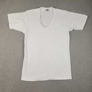 Vintage 80s BVD Single Stitch Blank Plain T Shirt Mens Large White Combed Cotton